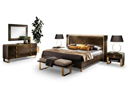 Dormitorio Conjunto Cama 2x Mesita de Noche Cómoda Camas Dobles Hotel Tapizado 6 piezas.
