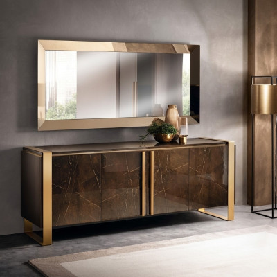 Mesa de consola con espejo de lujo de clase de muebles. Set de muebles de 2 piezas de madera nuevo.