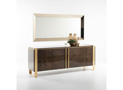 Mesa de consola con espejo de lujo de clase de muebles. Set de muebles de 2 piezas de madera nuevo.
