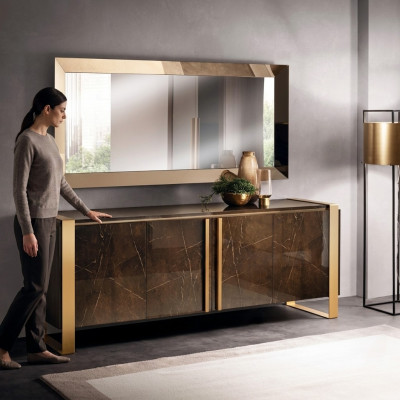 Consola de diseño noble armario de madera espejo aparador gabinete mesa de consola de 2 piezas.