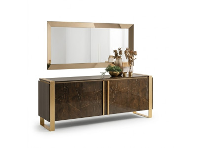 Consola de diseño noble armario de madera espejo aparador gabinete mesa de consola de 2 piezas.