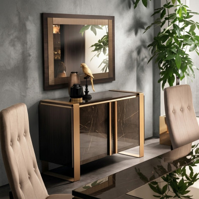 Muebles estilo clásico, conjunto de 2 piezas: cómoda con espejo. Muebles italianos de lujo.