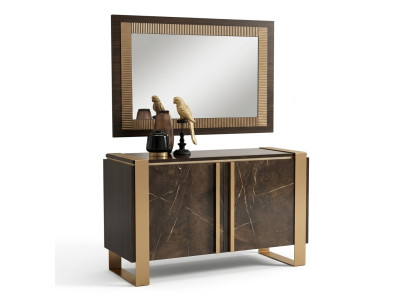 Muebles estilo clásico, conjunto de 2 piezas: cómoda con espejo. Muebles italianos de lujo.
