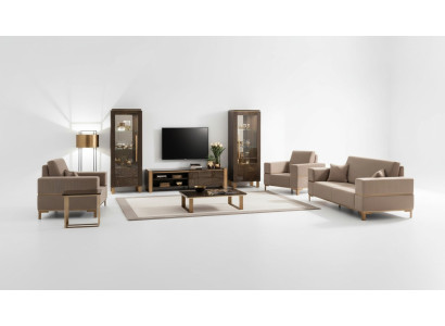 Mueble de TV Elegante con vitrina clásica de diseño de salón, 3 piezas.