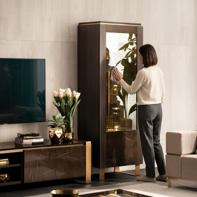 Vitrina de madera Armario Vitrinas clásicas de madera Diseño de armarios Muebles de sala