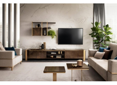 Mueble de pared de salón, mesa de televisión, aparador, vitrina, estantería de salón, arredoclassic