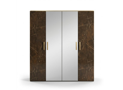 Armario de lujo diseñado para guardar ropa. Muebles brillantes de madera para el hogar, nuevos.