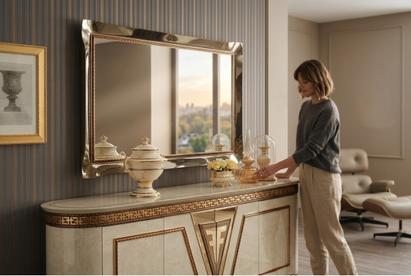 Espejo Espejo de pared Espejo de pasillo Baño Pasillo Madera Pared Decoración Espejito Barroco