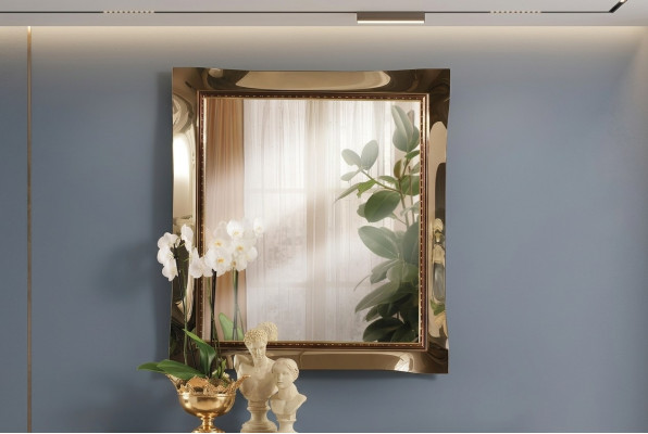 Espejo de pared clásico con marco de madera, mueble de espejo, espejo colgante con marco de vidrio pared.