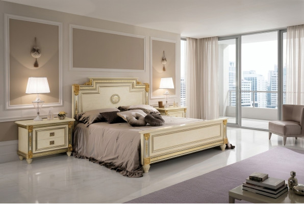 Cama 2x mesita de noche Diseño Dormitorio Clásico Conjunto de lujo de 3 piezas Muebles