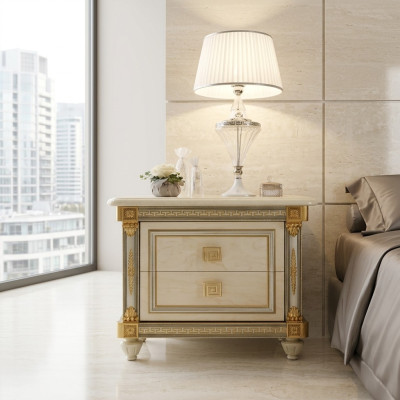 Diseño de mesita de noche Consola Mesa auxiliar Dormitorio Madera Lujo Consolas Nuevas
