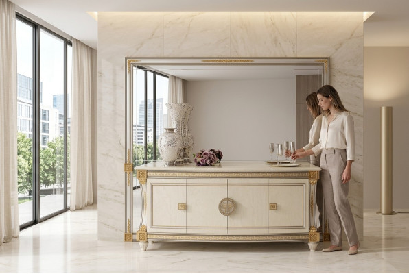 Buffet aparador cómoda espejo verdadero trabajo barroco rococó arredoclassic