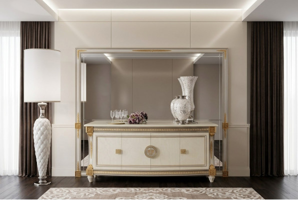 Buffet aparador cómoda espejo verdadero trabajo barroco rococó arredoclassic