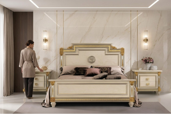 Muebles italianos Cama Camas Cama de madera Madera maciza Cama doble Nueva arredoclassic