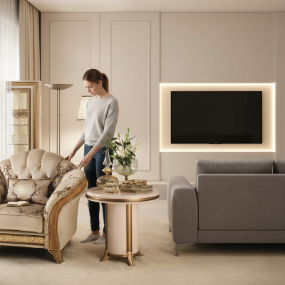 Mesa de diseño para sofá de sala de estar, mesa auxiliar, muebles de sofá arredoclassic nuevos.