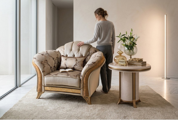 Sillón clásico sofá de televisión de 1 plaza diseño textil tapizado nuevo.
