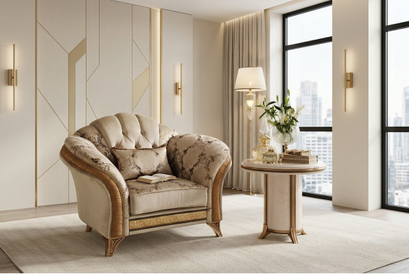Sillón clásico sofá de televisión de 1 plaza diseño textil tapizado nuevo.