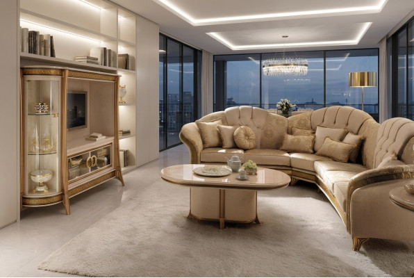 Madera Muebles italianos Estilo barroco Lujo Marrón Mesa de centro Mesa de sala de estar Nueva