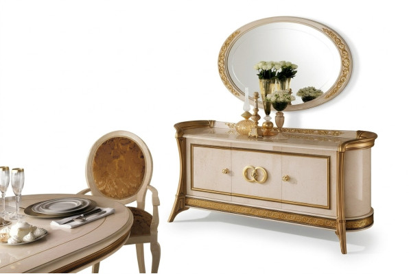 Cómoda de madera estilo barroco con espejo, muebles de lujo italianos, juego de 2 piezas nuevo.
