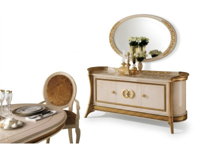 Cómoda de madera estilo barroco con espejo, muebles de lujo italianos, juego de 2 piezas nuevo.