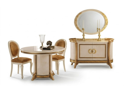 Muebles de estilo barroco, conjunto de 2 piezas: cómoda con espejo, muebles italianos de lujo en madera, nuevos.
