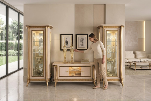 Diseño estantes rtv Sideboard Mueble de televisión Mueble bajo pared Armario de lujo Cómoda Estante