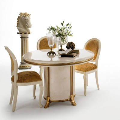 Mesa de comedor redonda, mesa de diseño de diseñador, mesa de madera para comedor o sala de estar.