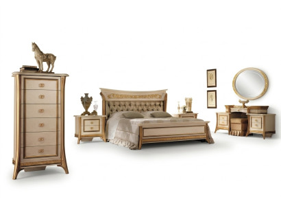 Set de dormitorio Cama Mesita de noche Cómoda Espejo Taburete Nuevo 7 piezas Barroco Rococó