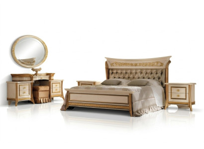 Cama 2x Mesa de noche Diseño de dormitorio clásico 3 piezas Conjunto de lujo de muebles