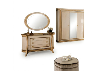 Espejo Cómoda Armario Cómodas Conjunto de dormitorio de madera Estilo clásico 2 piezas.