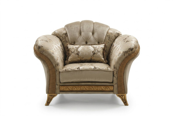 Sillón de lujo para sala de estar, hotel, tapizado clásico de un solo asiento beige arredoclassic.