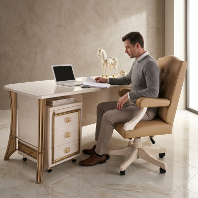 Silla de oficina ejecutiva de cuero giratoria de oficina con asiento de butaca.