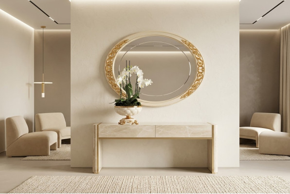 Diseño Espejo Espejo de Pared Marco de Madera Real Espejo Colgante Muebles de Lujo Barroco.