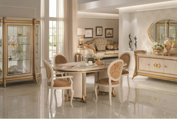 Conjunto de comedor italiano, silla de grupo de mesa de comedor 7 piezas. arredoclassic