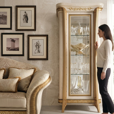 Lujo escaparate vitrina gabinete de vidrio estilo clásico mueble estante ITALIA NUEVO