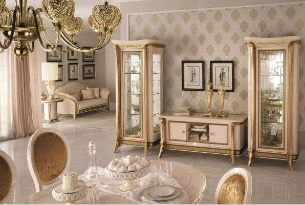 Set de muebles de sala: aparador de sala, 2 vitrinas, conjunto de 3 piezas de pared para sala arredoclassic