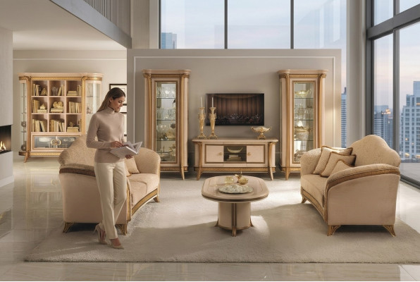 Muebles italianos conjunto de sofás clásicos, sofás de 3+3 asientos.