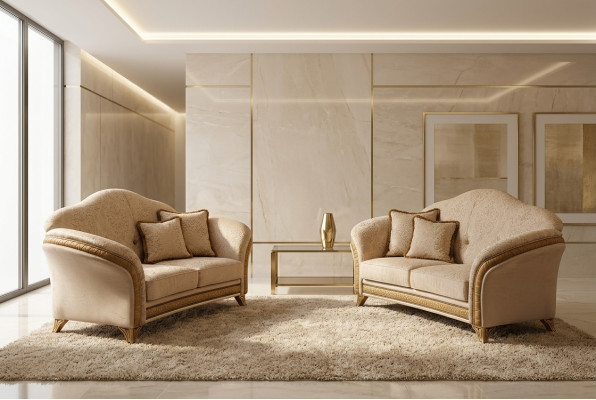 Muebles italianos conjunto de sofás clásicos, sofás de 3+3 asientos.