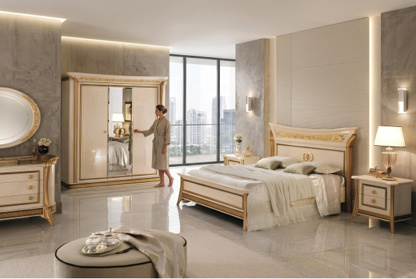 Cama 2x Mesita de noche 3 pzs. Juego de dormitorio Muebles Modernos Camas arredoclassic nuevos