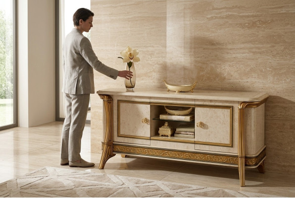 Cómoda clásica de estilo antiguo de madera estilo italiano