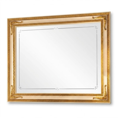 Espejo de pared clásico con marco de madera, muebles espejo dorado 170x110 marco de madera pared.