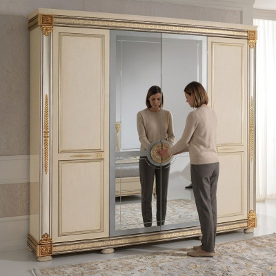 Armario de ropa de lujo Armarios de ropa Muebles brillantes de diseñador Vivienda de madera Nueva
