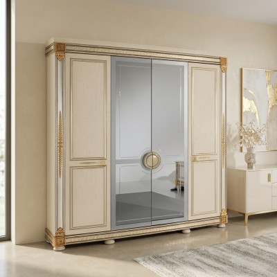 Armario de ropa de lujo Armarios de ropa Muebles brillantes de diseñador Vivienda de madera Nueva