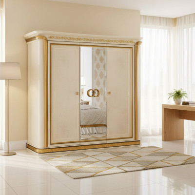 Armario de ropa de dormitorio de madera con 3 puertas, armarios de lujo arredoclassic.