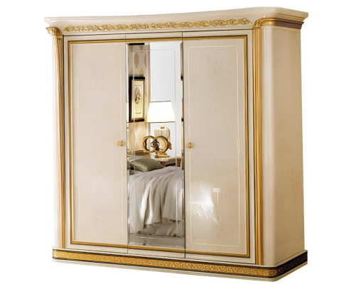 Armario de ropa de dormitorio de madera con 3 puertas, armarios de lujo arredoclassic.