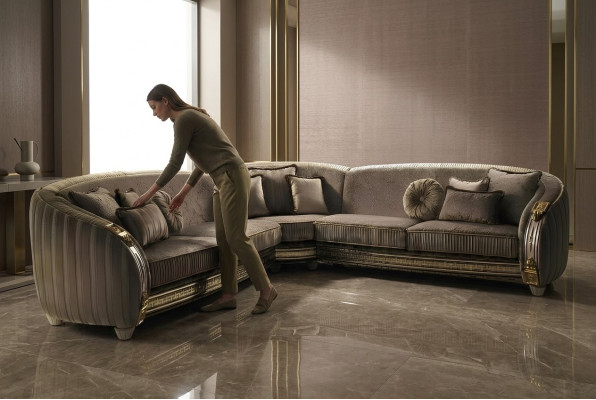 Sofá en forma de L Sofá de cuero Sofá Seccional Set de muebles Diseño Sofá esquinero arredoclassic