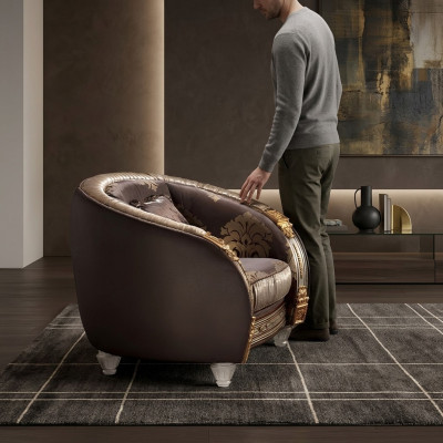 Sillón clásico Sofá para televisión de 1 plaza Sofá para diseñadores de tela Acolchado Nuevo