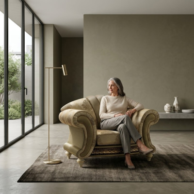 Sillón de diseño de tela de lujo para la televisión, sofá de 1 plaza, relajante, salón de tapicería, nuevo.