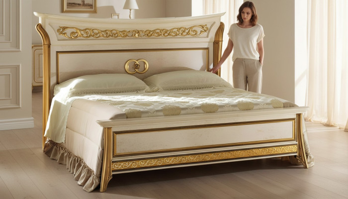 Diseño de cama de lujo doble para hotel, habitación para dormir 180x200, muebles arredoclassic.