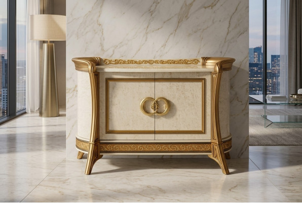 Cómoda de diseño de madera armario de lujo aparador beige